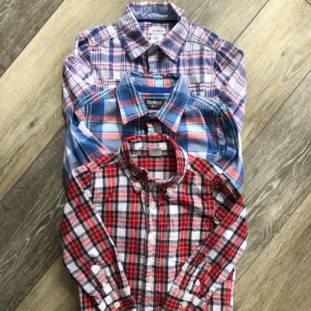 Long Sleeve Plaid Button-Up Shirts bundle